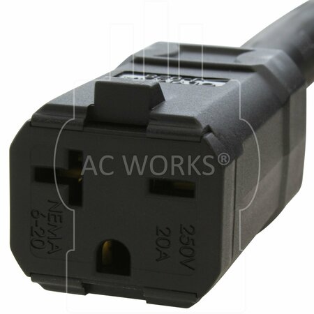 Ac Works 75ft SOOW 10 Gauge NEMA 6-20 20A 250V Super Duty Outdoor Rubber Extension Cord SD620PR-075